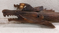 (1) Hand-Carved Wooden & Bone Dragon Blowgun - 6