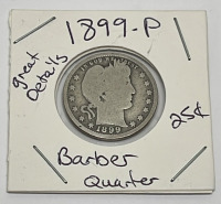 1899-P Barber Quarter (Great Details)(Carded)
