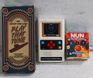 (3) Game Collection - (1) Mattel Electronic Basketball (1) Play That Tune (1) Nun Bowling