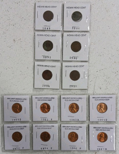 (14) Collectible Cents - (6) Indian Head Cents (8) Brilliant Uncirculated Lincoln Cents