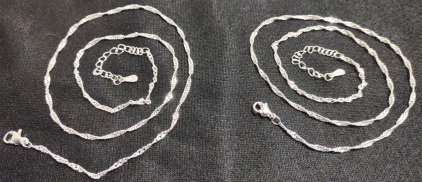 (2) 18" 925 Twisted Rope Chain Necklaces
