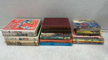 (23) Vintage Collection of Various Books Including: Vintage Oz Collection, Around the World in 80 Days, Leave it to Beaver, Dr. Seuss, and More!