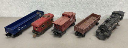 (5) Vintage Train Cars (Plastic And Metal)