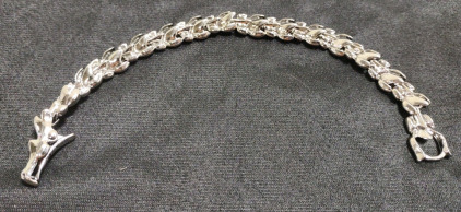 8" Silver Toned Dragon Chain Bracelet