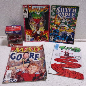 (1) "MAD" 1 of 2 Collections Comics, (3) Assorted Marvel Comics, & (1) Nascar Collectable Ornament Car