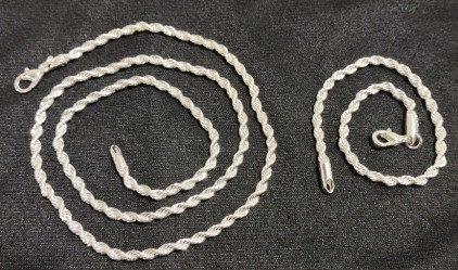 19&frac12;" Thick Twisted Rope Chain Necklace w/ 8" Thick Twisted Rope Chain Bracelet