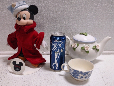 (1) Mickey Mouse Wizard- ©Disney By Applause® Figurine, (1) Teapot w/ Teacup, & a Michael Jackson Pepsi Tall Can