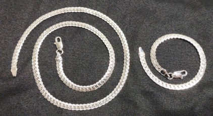 20" 925. Snake Chain Necklace & 8" 925. Snake Chain Bracelet