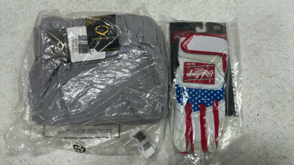 (1) New - Grey EvoShield Knicker Baseball Pants - Adult 2XL, (1) New - Rawlings Workhorse Batting Gloves - Red/White/Blue