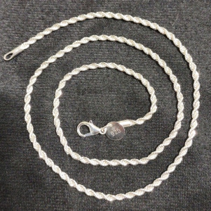 19" 925. Twisted Rope Chain Necklace
