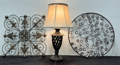 (2) Wall Decor Pieces (1) Lamp