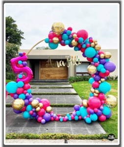 (2)LANGXUN 7.2ft Gold Metal Balloon Arch kit Stand, Round Backdrop Circle Arch Frame for Wedding Birthday Party Decoration, Graduation Decorations and Baby Shower Photo Background