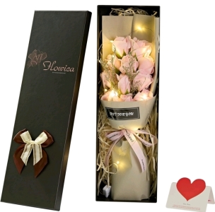 (2) Gift Boxes w/ Forever Roses & LED Lights - Pink