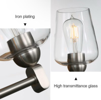 Brand New - Euron Modern Style 3-Light Vanity Fixture w/ Clear Glass - Brushed Nickel - 2