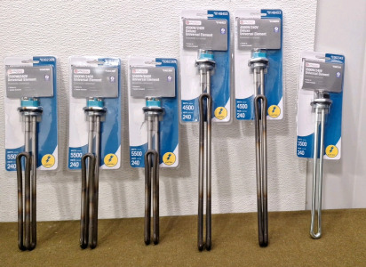 (3) Utilitech 0362369, Universal Electric Hot Water Heater Elements 5500W/240V, 10"(2) Utilitech 0148453, Deluxe Universal Electric Hot Water Heater Elements 4500W/240V, 13" & (1) Utilitech 0362342, Universal Electric Hot Water Heater Element 3500W/240V, 