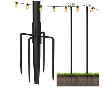 (1) 2-Pack Of addlon 10-Foot String Light Poles, Waterproof Harder Metal Outdoor Poles - Black<br/>
