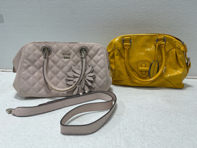 Guess Pink Purse With Attachable Straps, And Sondra Roberts Yellow Purse