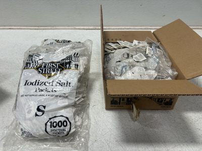(2) Boxes Full of Iodized Salt And Black Pepper Packets -Unopened