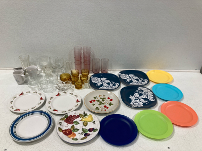 (13) Assorted Plates & (34) Assorted Cups