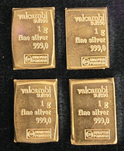 (4) 1 Gram Bars Of .999 Fine Silver