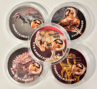 (5) Jurassic World Silver Plated Coins