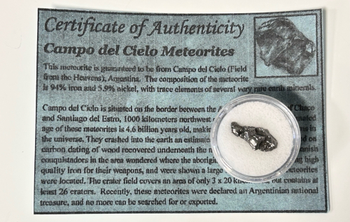 1.70 Gram Meteorite Space Rock with COA