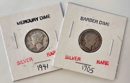 Rare 1905 Barber Dime and Rare 1941 Mercury Dime