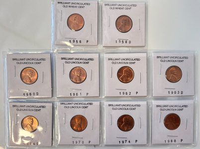 (10) Brilliant Uncirculated Old Lincoln Cents