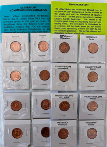 U.S. Treasury Commemorative Medallions and 2009 Lincoln Cents