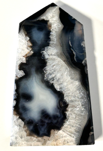 Natural Black Onyx Geode Polished Standing Point
