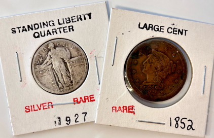 Rare 1852 Large Cent and Rare 1927 Standing Liberty Quarter