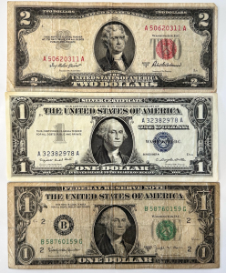 $2 Red Seal Note, Crisp Uncirculated Silver Certificate, and Scarce Barr Note