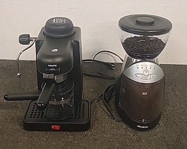 Krups Espesso Machine.. Ariete Coffee Bean Grinder...
