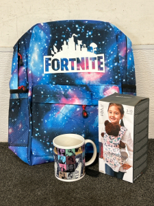 New Fortnite Backpack, Taylor Swift Coffee Mug, and Beba Mour Doll Carrier