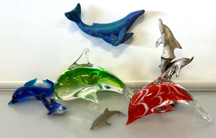 Decorative Glass Dolphin Figurines, Whale Magnet, and More Figurines