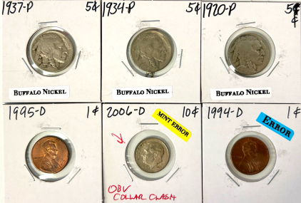 Vintage Coins: Pennies, Nickels and Dime