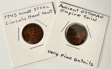 1943 WWII Steek Lincoln Head Cent Ancient Ottoman Empire Coin