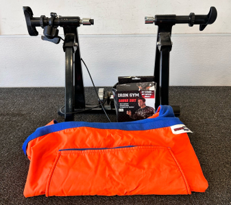 Iron Gym Sauna Suit (L/ XL), Wrap Lap, and Bicycle Trainer