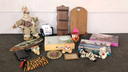 Vintage Bunny Doll, Wall Extension Mirror, Rolling Phone Book, and More