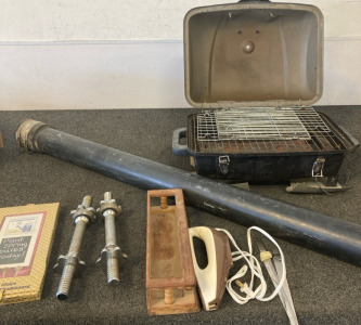 Medium Sized Grill, Weights, Large Pipe, & Hamilton Beach Electric Knife