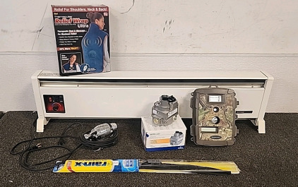 Portable Baseboard Heater... Trail Cam .. Universal Combination Gas Valve.. Personal Massager .. Thermal pulse Heat and Back Massager..