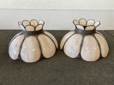 (2) Pink Stained Glass Ceiling Lights