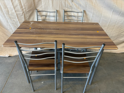 Metal Wooden Table And Chairs