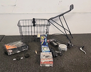 Bicycle Front Basket and Back Rack... 26" Tube 27" Tube 24" Tube... Tire Break Cable and Handle.. Nerts Small Speakers...