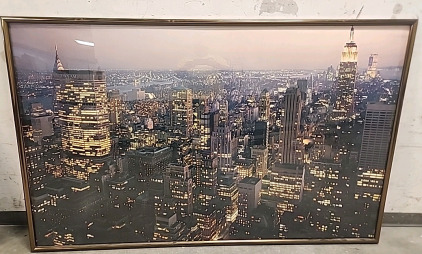 New York Skyline... With The Iconic Twin Towers in the background as well as the Chrysler Building... A Piece of American History... 79"&times;50"