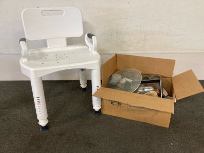 Shower Chair & Assorted Kitchen Items