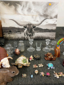 Painting, Glass Cups, Mini Baskets, & Other Small Decor Items