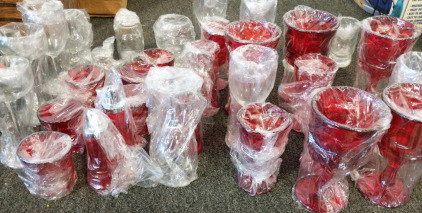 King Crown Ruby Red Goblets, & Small Assorted Glasses