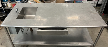 Stainless Steel Prep Table With Single Basin Sink 77 7/8”x3”x34”