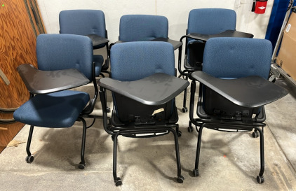 (6) Portable Rolling Chairs With Swivel Trays